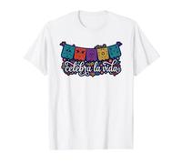 Celebra la Vida Celebración Mexicana Dia Día De Camiseta gráfica económica, Hombre, Blanco, XL
