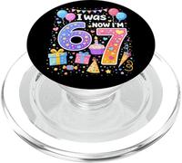 Celebración Colorida de Fiesta de cumpleaños con Texto en inglés I Was 6 Now I'm 7 Kids PopSockets PopGrip para MagSafe
