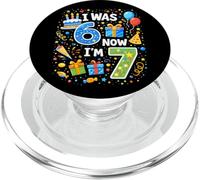 Celebración Colorida de Fiesta de cumpleaños con Texto en inglés I Was 6 Now I'm 7 Kids PopSockets PopGrip para MagSafe