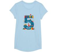 Celebración de cumpleaños de Five Years of Awesome: Dino Adventure Camiseta, Niñas, Azul Bebé, Grande