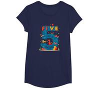 Celebración de cumpleaños de Five Years of Awesome: Dino Adventure Camiseta, Niñas, Azul Marino, XS