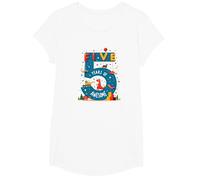 Celebración de cumpleaños de Five Years of Awesome: Dino Adventure Camiseta, Niñas, Blanco, Mediano