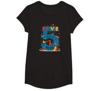 Celebración de cumpleaños de Five Years of Awesome: Dino Adventure Camiseta, Niñas, Negro, XS