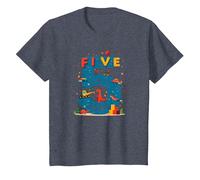Celebración de cumpleaños de Five Years of Awesome: Dino Adventure Camiseta, Niños, Azul Jaspeado, 4 años