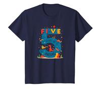 Celebración de cumpleaños de Five Years of Awesome: Dino Adventure Camiseta, Niños, Azul Marino, 2 años