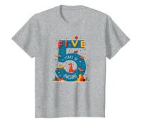 Celebración de cumpleaños de Five Years of Awesome: Dino Adventure Camiseta, Niños, Gris Jaspeado, 4 años