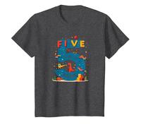Celebración de cumpleaños de Five Years of Awesome: Dino Adventure Camiseta, Niños, Jaspeado Oscuro, 2 años