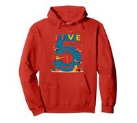 Celebración de cumpleaños de Five Years of Awesome: Dino Adventure Sudadera con Capucha, Unisex para Adultos, Rojo, M