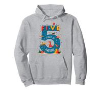 Celebración de cumpleaños de Five Years of Awesome: Dino Adventure Sudadera con Capucha, Unisex para Adultos, Gris Jaspeado, L