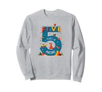 Celebración de cumpleaños de Five Years of Awesome: Dino Adventure Sudadera, Unisex para Adultos, Gris Jaspeado, M