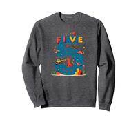 Celebración de cumpleaños de Five Years of Awesome: Dino Adventure Sudadera, Unisex para Adultos, Jaspeado Oscuro, M