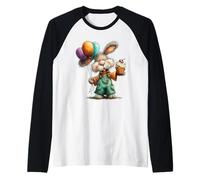 Celebración de Cupcakes con Globos de Conejito Lindo Camiseta Manga Raglan