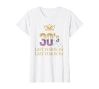 Celebración de decoración de Cuarenta cumpleaños del año Pasado en mis 30 Camiseta gráfica económica, Mujer, Blanco, XS
