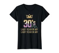 Celebración de decoración de Cuarenta cumpleaños del año Pasado en mis 30 Camiseta gráfica económica, Mujer, Negro, S