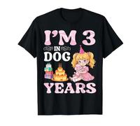 Celebración de Fiesta de cumpleaños con Texto en inglés I'm 3 In Dog Years Camiseta gráfica económica, Hombre, Negro, S