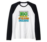 Celebración de fútbol de los 100 días de goles y sueños Camiseta Manga Raglan