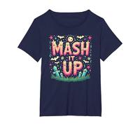 Celebración de Halloween Espeluznante y Divertida de Monster Mash It Up Camiseta, Mujer Tallas Grandes, Azul Marino, 3XL Grande