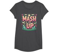 Celebración de Halloween Espeluznante y Divertida de Monster Mash It Up Camiseta, Niñas, Jaspeado Oscuro, Grande