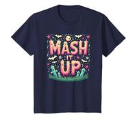 Celebración de Halloween Espeluznante y Divertida de Monster Mash It Up Camiseta, Niños, Azul Marino, 8 años