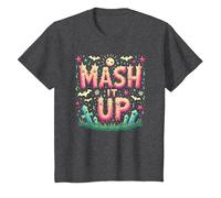 Celebración de Halloween Espeluznante y Divertida de Monster Mash It Up Camiseta, Niños, Jaspeado Oscuro, 12 años