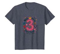 Celebración de la Fiesta de cumpleaños de Young Wild y Three Camiseta, Niños, Azul Jaspeado, 12 años