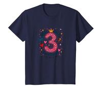 Celebración de la Fiesta de cumpleaños de Young Wild y Three Camiseta, Niños, Azul Marino, 4 años