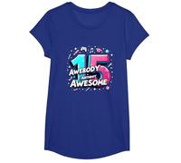 Celebración de Regalo de cumpleaños 15 y ya Impresionante Camiseta, Niñas, Azul Real, XS