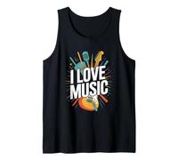 Celebración de sonido vibrante I Love Music Camiseta sin Mangas