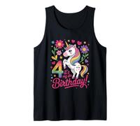 Celebración del Arco Iris de Unicornio de mi 4º cumpleaños Camiseta sin Mangas