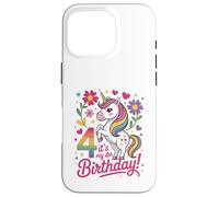 Celebración del Arco Iris de Unicornio de mi 4º cumpleaños Carcasa para iPhone 16 Pro