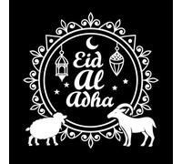 Celebración del Eid al-Adha con ovejas y cabras Pegatinas de pared de vinilo 54.6x55cm No daña la superficie de la pared Blanco