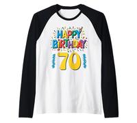 Celebración del hito de la Ropa de Feliz 70 cumpleaños Camiseta Manga Raglan