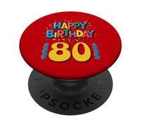 Celebración del hito de la Ropa de Feliz cumpleaños 80 PopSockets PopGrip Adhesivo