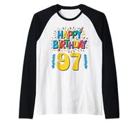 Celebración Divertida de Ropa de Feliz cumpleaños 97 Camiseta Manga Raglan