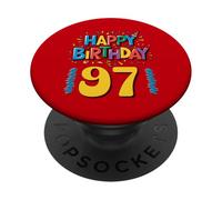 Celebración Divertida de Ropa de Feliz cumpleaños 97 PopSockets PopGrip Adhesivo