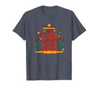 Celebración Mexicana La Vida Loca Fiesta Sombrero Cactus Camiseta, Hombre, Azul Jaspeado, 3XL