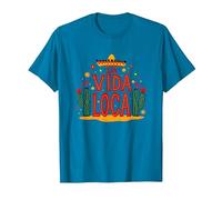 Celebración Mexicana La Vida Loca Fiesta Sombrero Cactus Camiseta, Hombre, Zafiro, 3XL