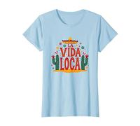Celebración Mexicana La Vida Loca Fiesta Sombrero Cactus Camiseta, Mujer, Azul Bebé, 3XL