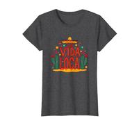 Celebración Mexicana La Vida Loca Fiesta Sombrero Cactus Camiseta, Mujer, Jaspeado Oscuro, 3XL