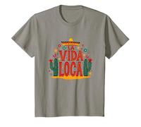 Celebración Mexicana La Vida Loca Fiesta Sombrero Cactus Camiseta, Niños, Pizarra, 6 años