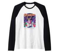 Celebración navideña de Renos Prancer Funny Christmas Camiseta Manga Raglan