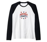 Celebración patriótica de diseño retro de estrellas de América Party Camiseta Manga Raglan