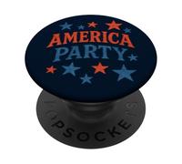 Celebración patriótica de diseño retro de estrellas de América Party PopSockets PopGrip Adhesivo