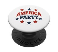 Celebración patriótica de diseño retro de estrellas de América Party PopSockets PopGrip Adhesivo