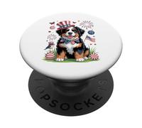 Celebración patriótica del 4 de Julio del Perro Berner PopSockets PopGrip Adhesivo