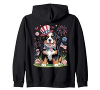 Celebración patriótica del 4 de Julio del Perro Berner Sudadera con Capucha