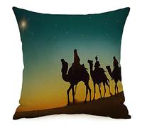Celebraciones Estrella Iluminada Tres Nuevas Vidas Reyes Magos Viaje Tradicional Safari Desierto Funda De Cojín Transpirable Funda De Almohada Moderna Fundas Cojines para Salón Sofá 45X45Cm