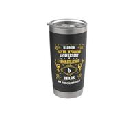 Celebramos el aniversario de boda de la boda de seis años casados 6 Vaso térmico de acero inoxidable de doble pared