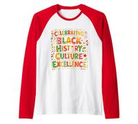 Celebrando la Historia Negra Cultura Excelencia Orgullo Africano Camiseta Manga Raglan