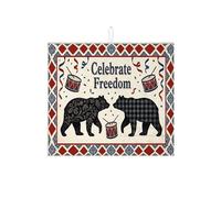 Celebrate Freedom - Tapetes de secado de platos para encimera de cocina, tapete escurridor absorbente de oso negro, tapete de secado de microfibra a cuadros rústicos y floral, 40.6 x 45.7 cm